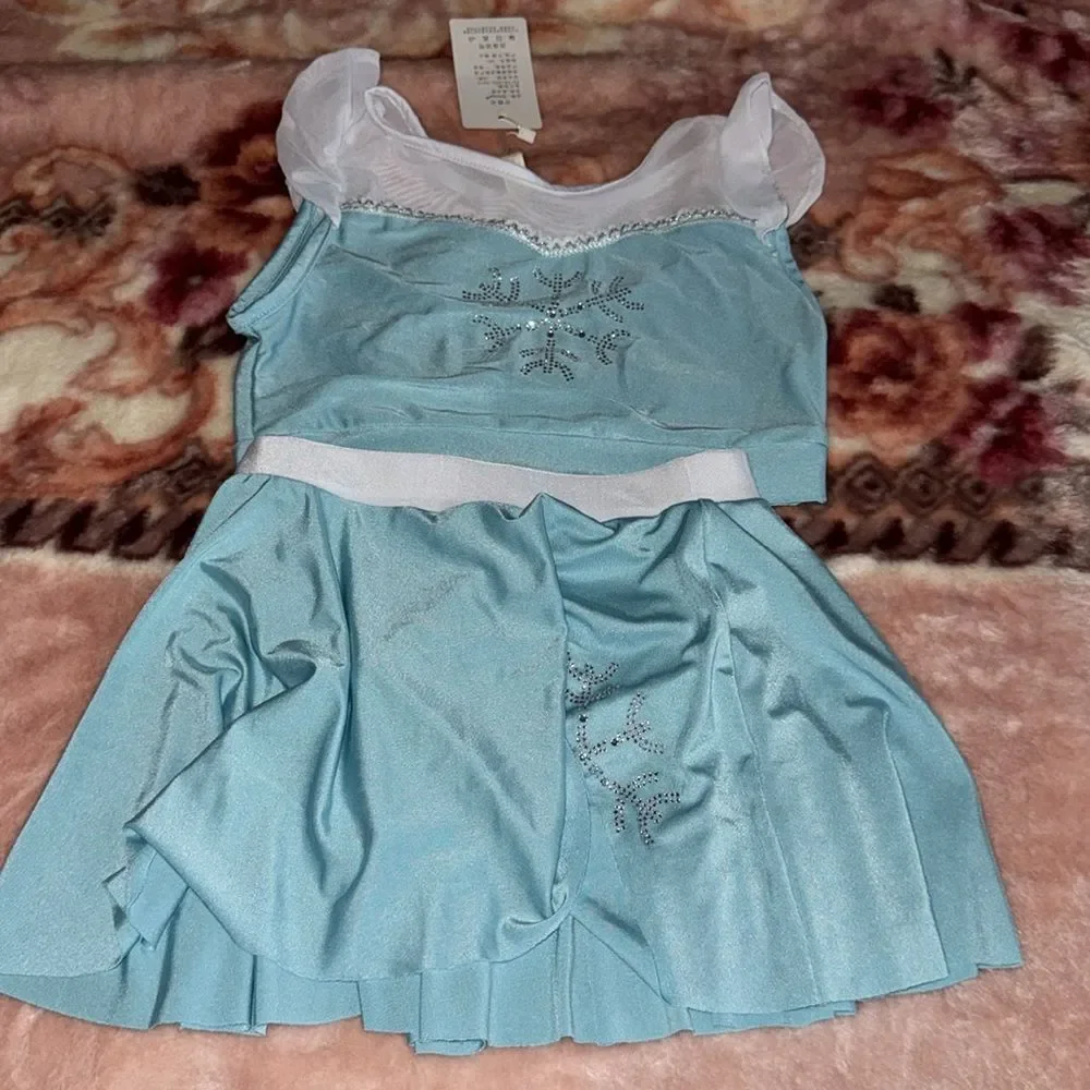 Kids Ice Princess swim Costume Blue and White size 140